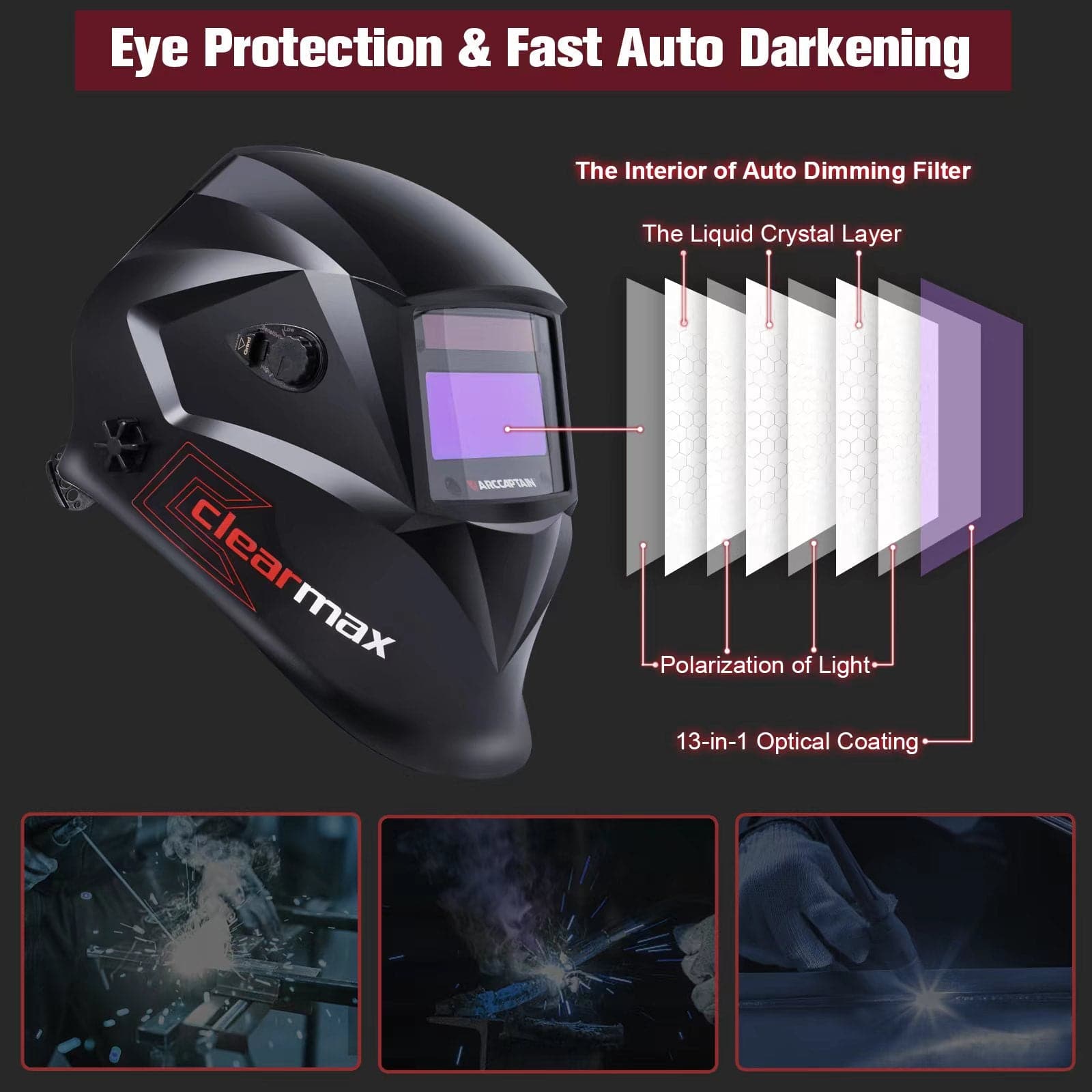 ARCCAPTAIN Welding Helmet With Headgear - Complete Welding Protection Set