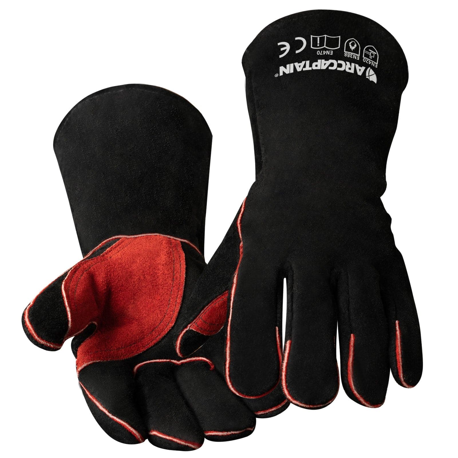ARCCAPTAIN Welding Gloves 16inchs, Black Heat Fire Resistant Gloves for Oven Grill Fireplace BBQ