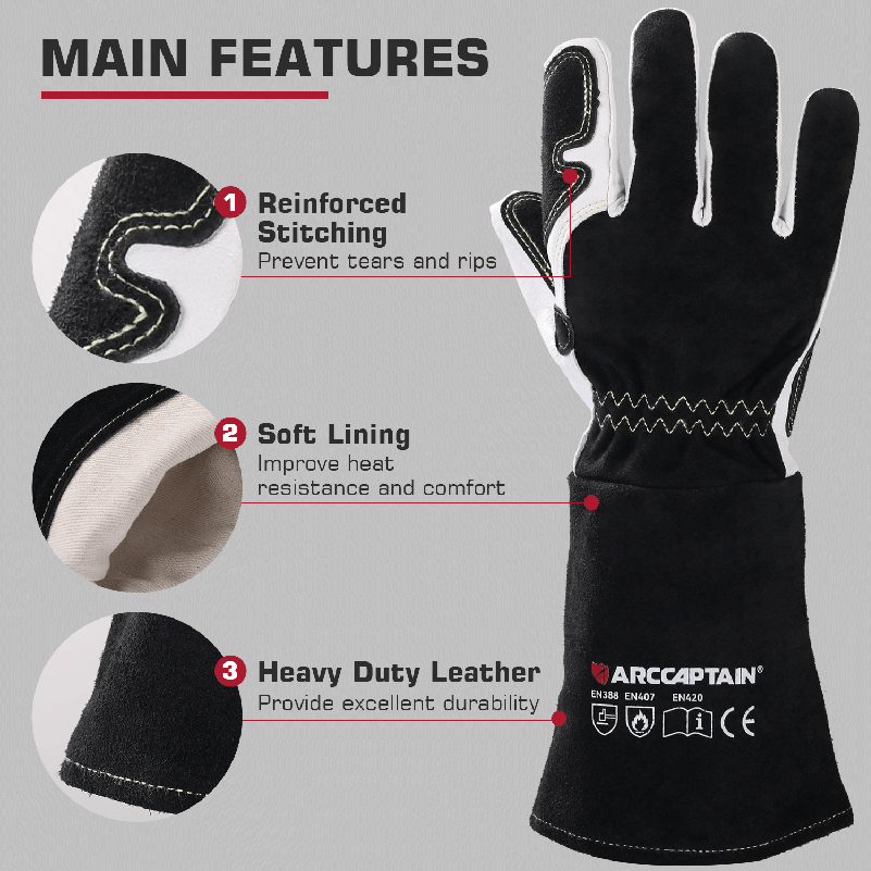 handschuhe wig schweißen 14-Zoll-WIG-Schweißhandschuhe aus Ziegenleder, professionelle  Schutzhandschuhe für das WIG-Schweißen